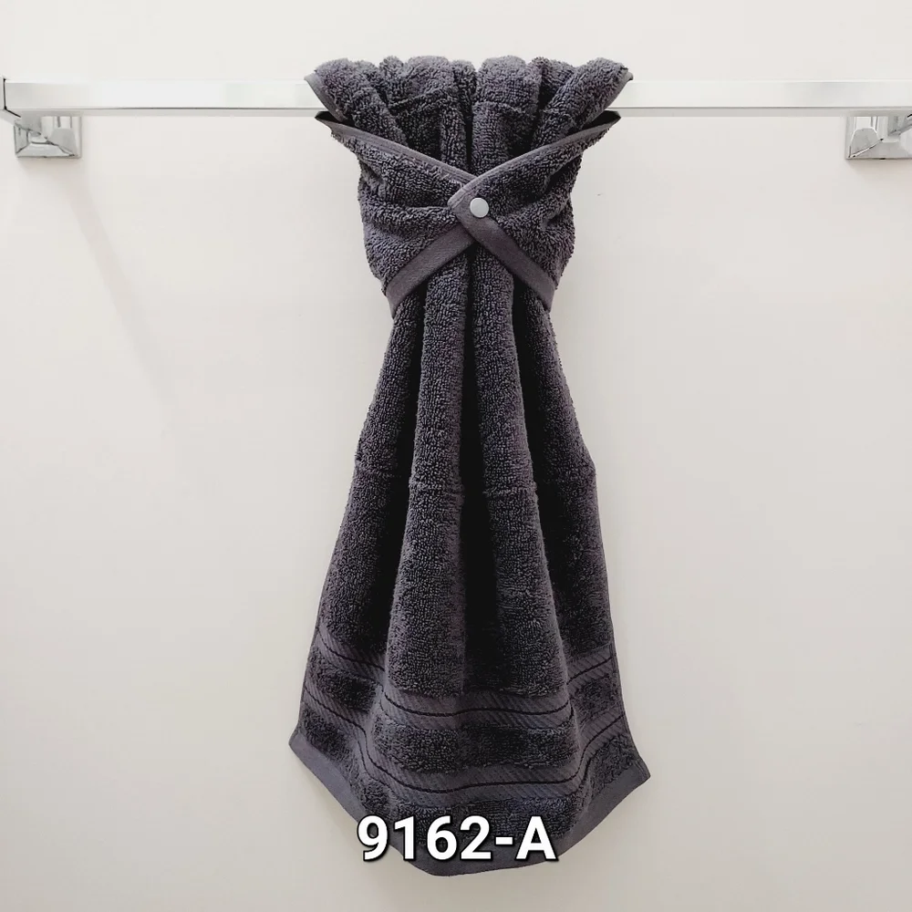 💚NEW!💚 #9162-A ■Solid Gray Hand Towel with SILVER PLASTIC SNAP (Hang'N'Snap)🤍
